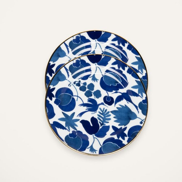 La DoubleJ - Wildbird Blu Dessert Plate (Set of 8 - $70 each)