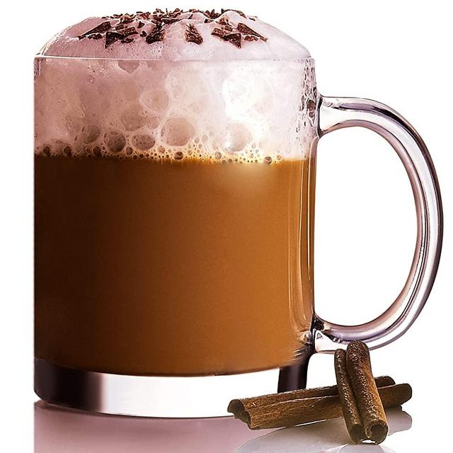6-Pack Glass Coffee Infusion Mugs with Handle, Clear Glass Teacups Mugs, Coffee Cups Perfect for Cappuccino, Latte, Tea, Espresso, Hot Beverage, Wine, Dishwasher & Microwave Safe Glass Mugs.