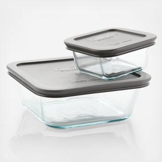 4-Piece Square Glass Storage Set