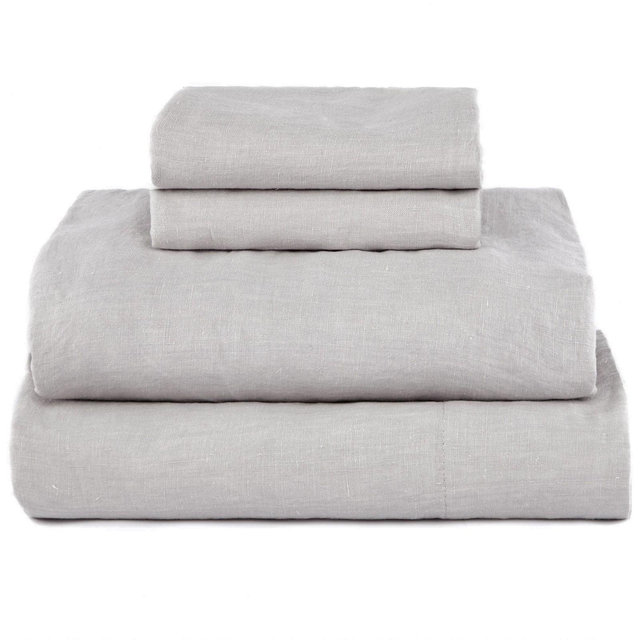 100% French Linen Sheet Set - Cal King - Pebble Heather | BOKSER HOME
