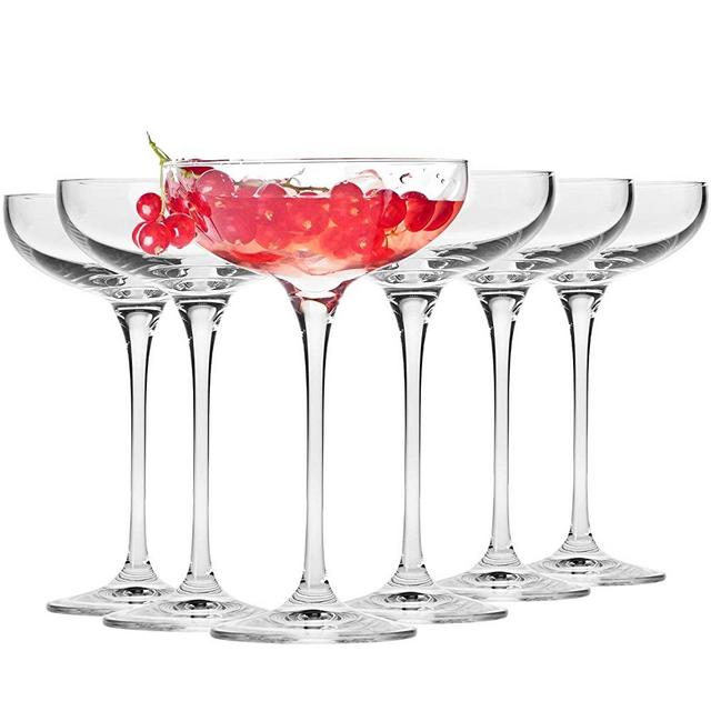 KROSNO Champagne Saucer Coupe Glasses | Set of 6 | 8.1 oz | Harmony Collection | Perfect for Home, Restaurants and Parties | Suitable for Serving Sparkling Wine | Dishwasher Safe
