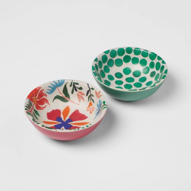 4.5oz 2pk Melamine and Bamboo Floral Mini Bowls - Opalhouse™