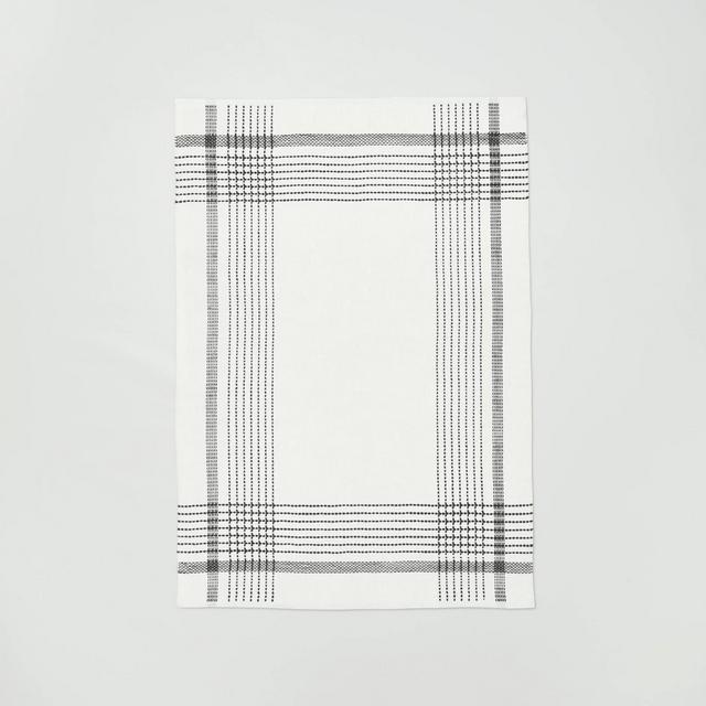 5' x 7' Mixed Border Stripe Indoor/Outdoor Hand Made Area Rug Dark Gray - Hearth & Hand™ with Magnolia