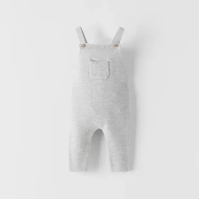 PURL KNIT OVERALLS in Gray Marl - 3-6 or 6-9 mos