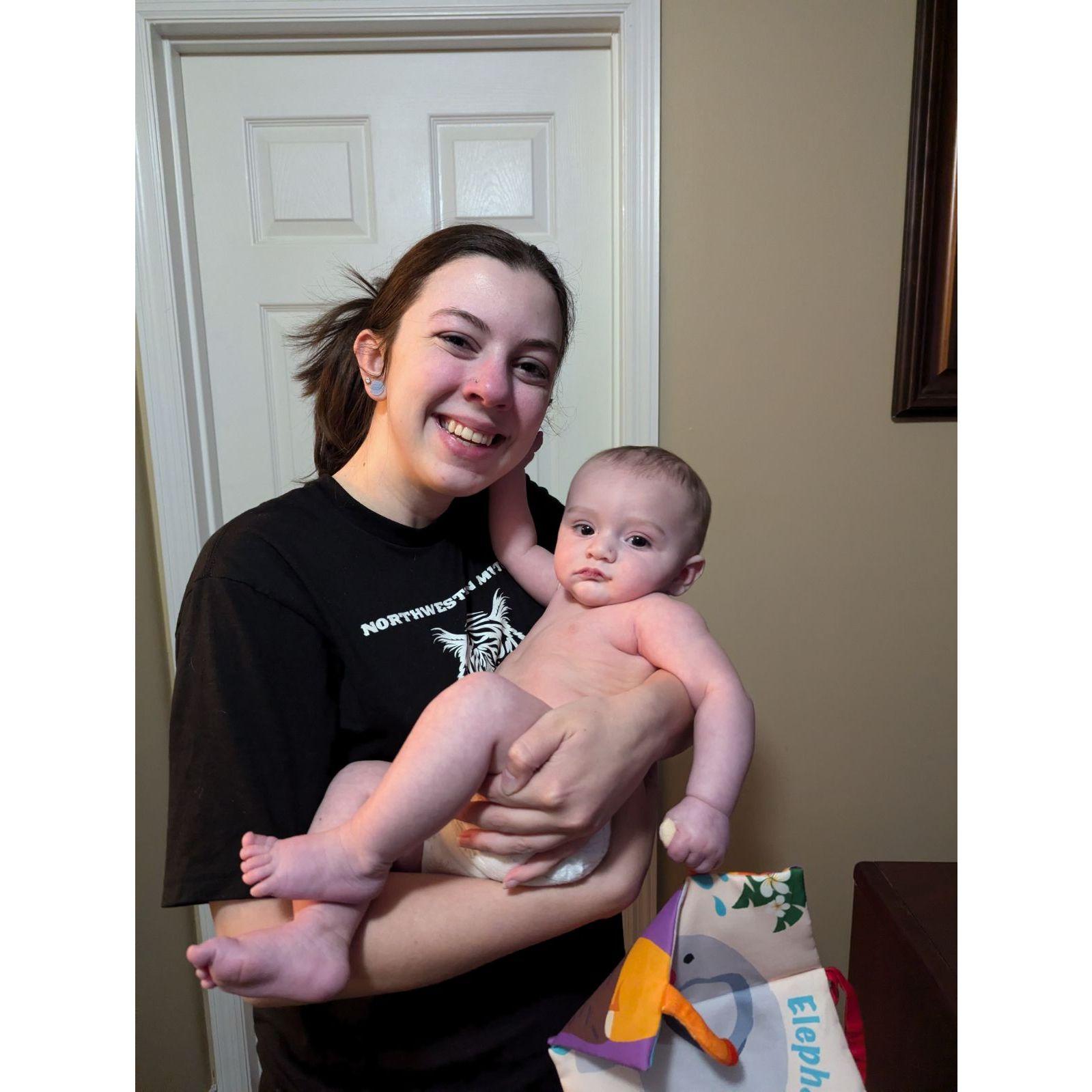 A post-bath baby