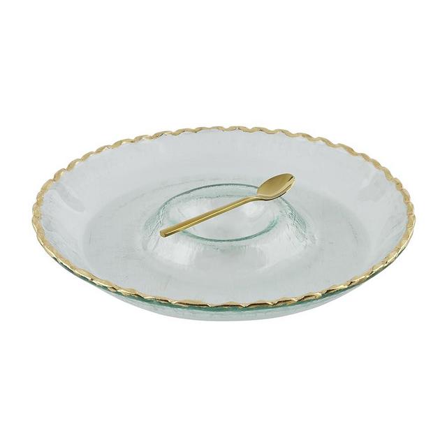 Mud Pie Glass Chip and Dip Set, Gold, 12.5" x 10.5"