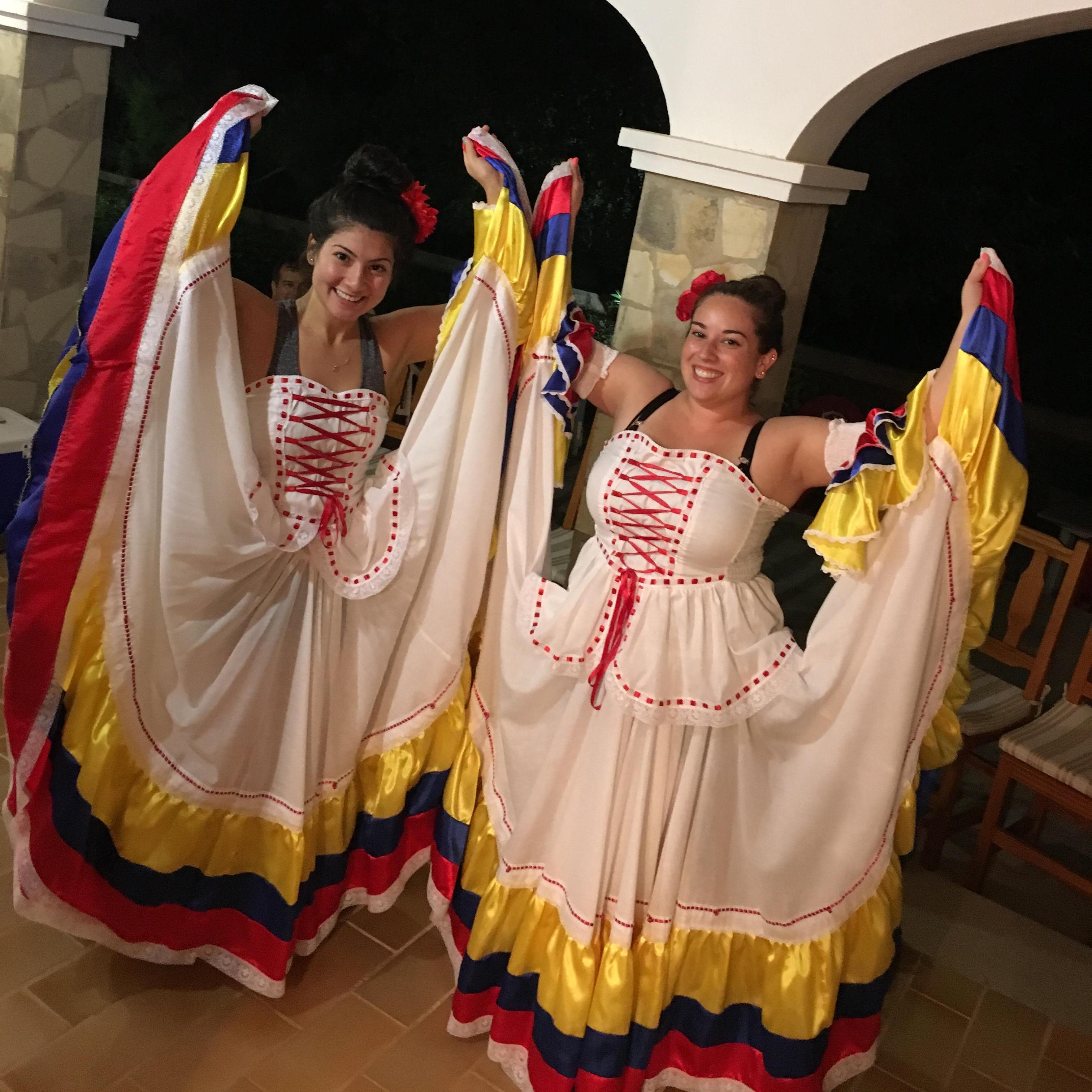 Tatiana and Emily learning traditional Colombian dances.