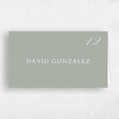 Pale Sage, Green Wedding Place Card - Damon