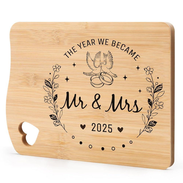 Wedding Gifts for Couples 2025,Mr & Mrs Cutting Board Bridal Shower Gifts for Bride to Be,Anniversary Engagement Gifts for Newlyweds