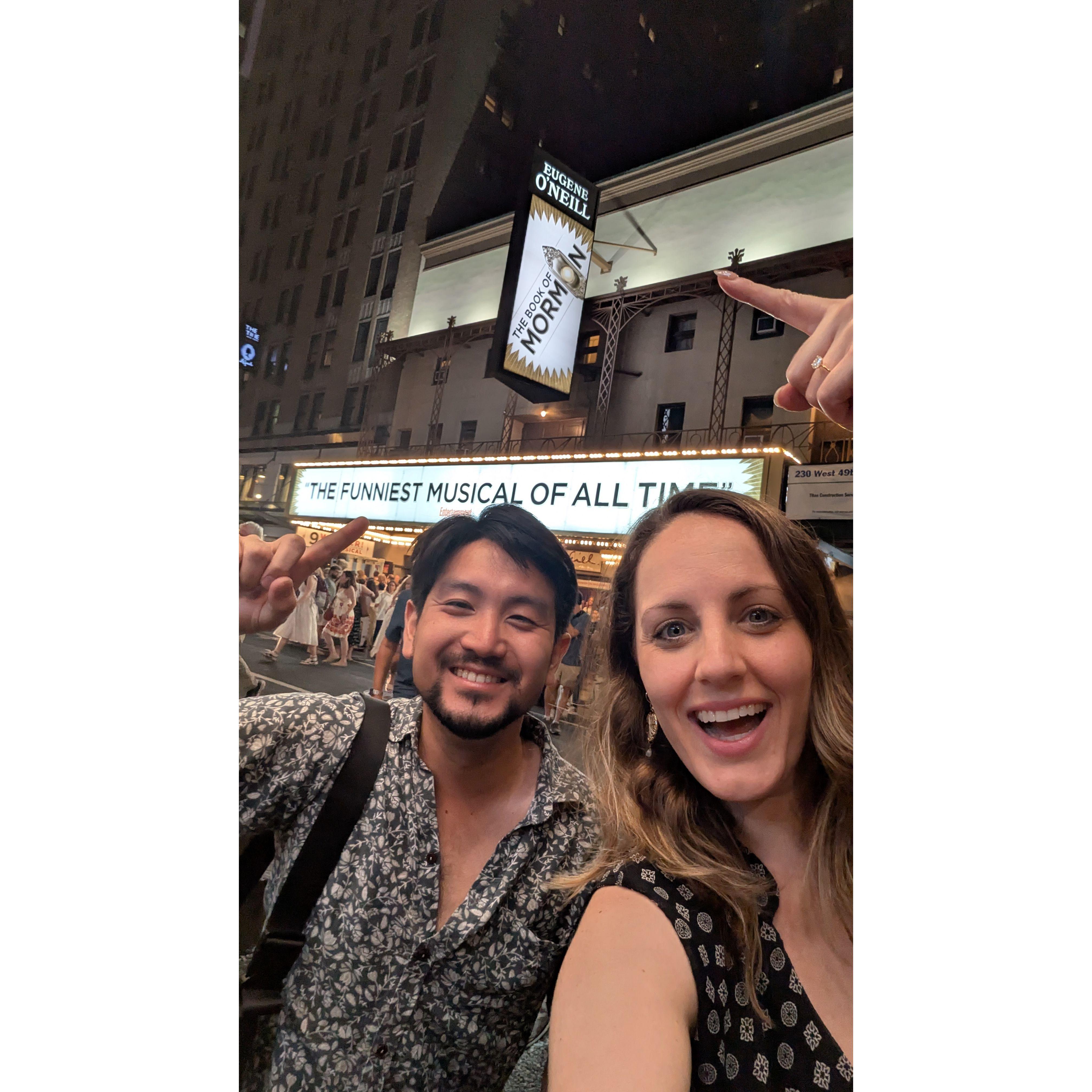 Ryo's first broadway show on broadway - Book of Mormon!