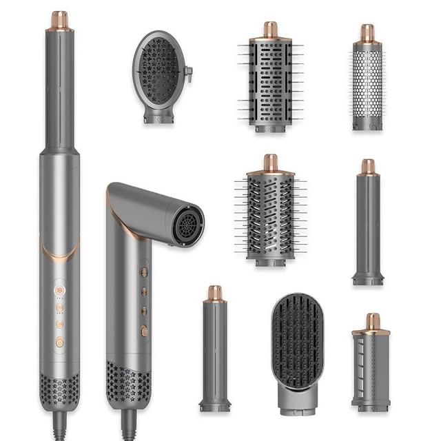 8 in 1 Hair Dryer Brush Set Air Hair Styler Curling Negative Ionic Foldable Hot Air Hair Dryer Brush, Hair Styling Tool for Curling Waves Straightening Volume Blowout Styles