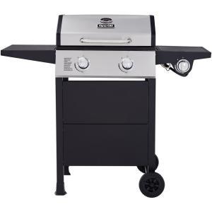 2-Burner Open Cart Propane Gas Grill in Stainless Steel and Black with Side Burner