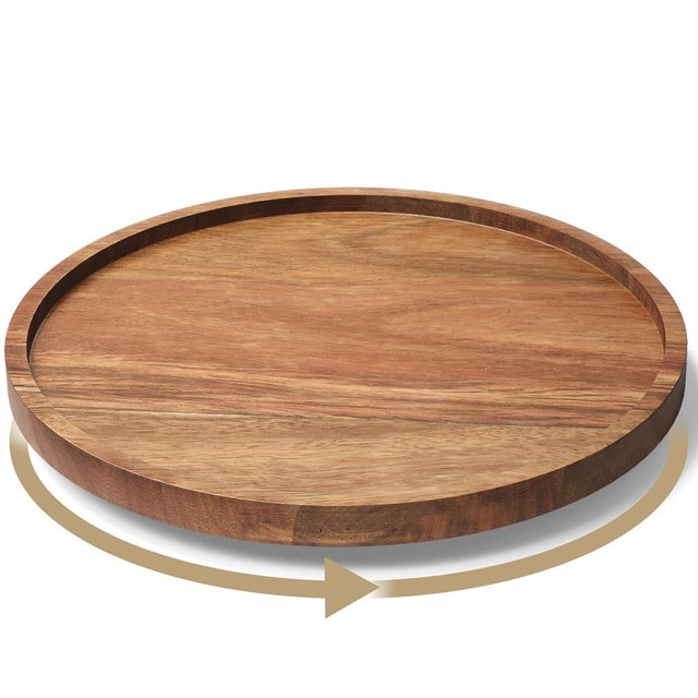 VERTORGAN Lazy Susan Organizer for Kitchen, Acacia Wood Turntable for Cabinet, Pantry, Table, Countertop, Vanity, Spice Rack（Medium）