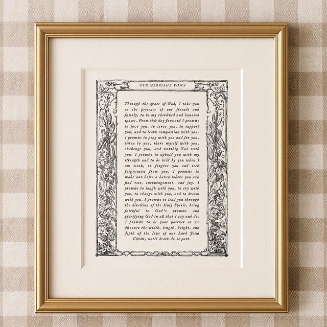 Vintage Style Custom Wedding Vows Art