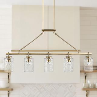 Curiana 5-light Linear Chandelier with Textured Glass Shades