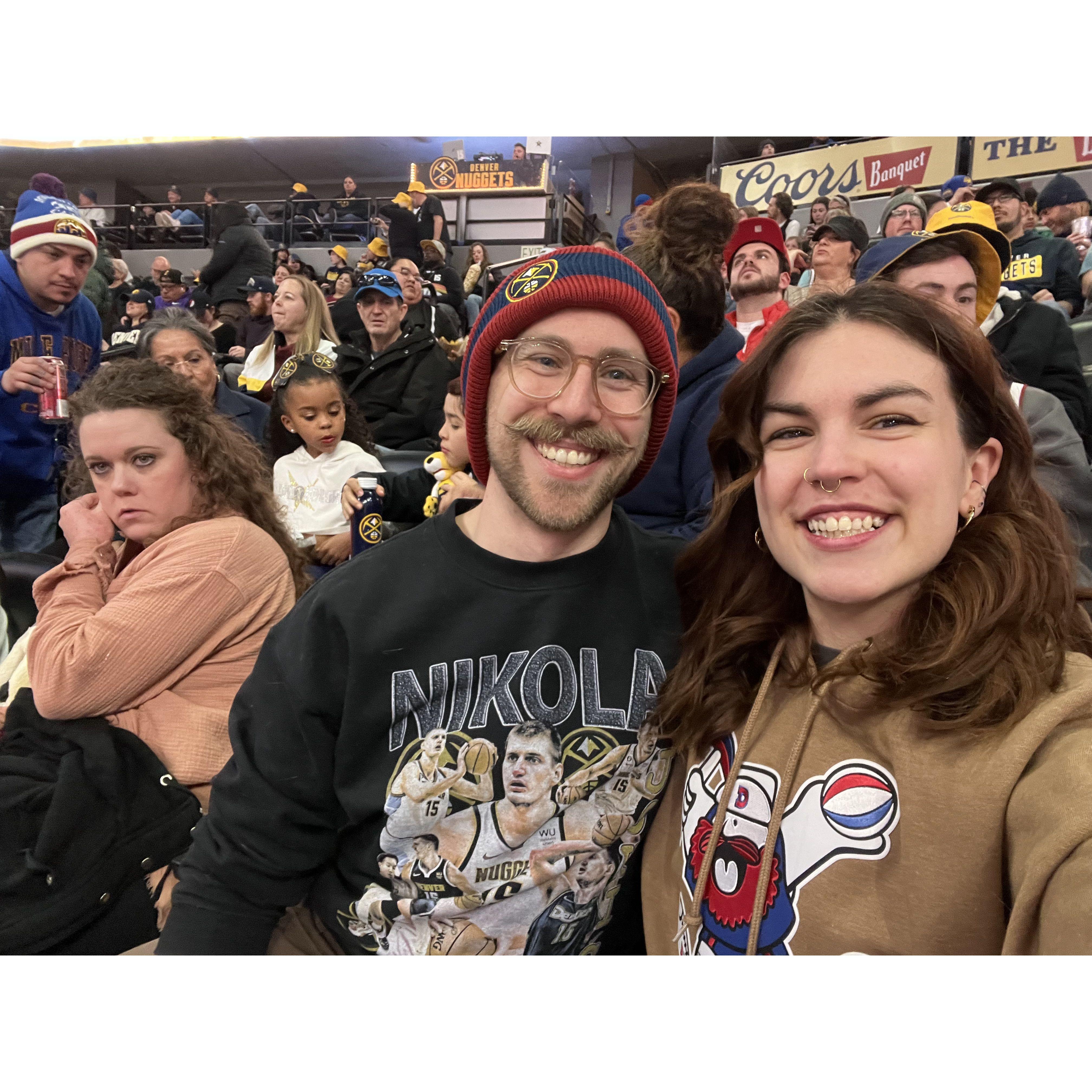 The most recent Nuggets game we went to! Our love for each other is only rivaled by our love for Nikola Jokic