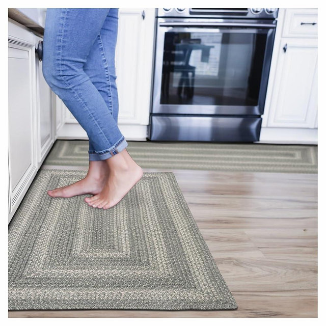 Homespice Grey Cloud Jute Braided Rug Runners 22x72 - Gray Farmhouse Kitchen Runner Rug