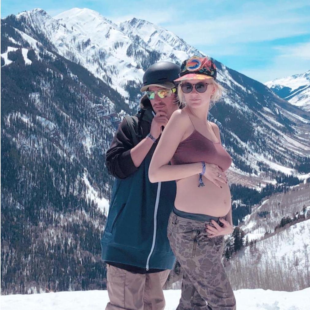 4 months pregnant on top of Buttermilk Mountain