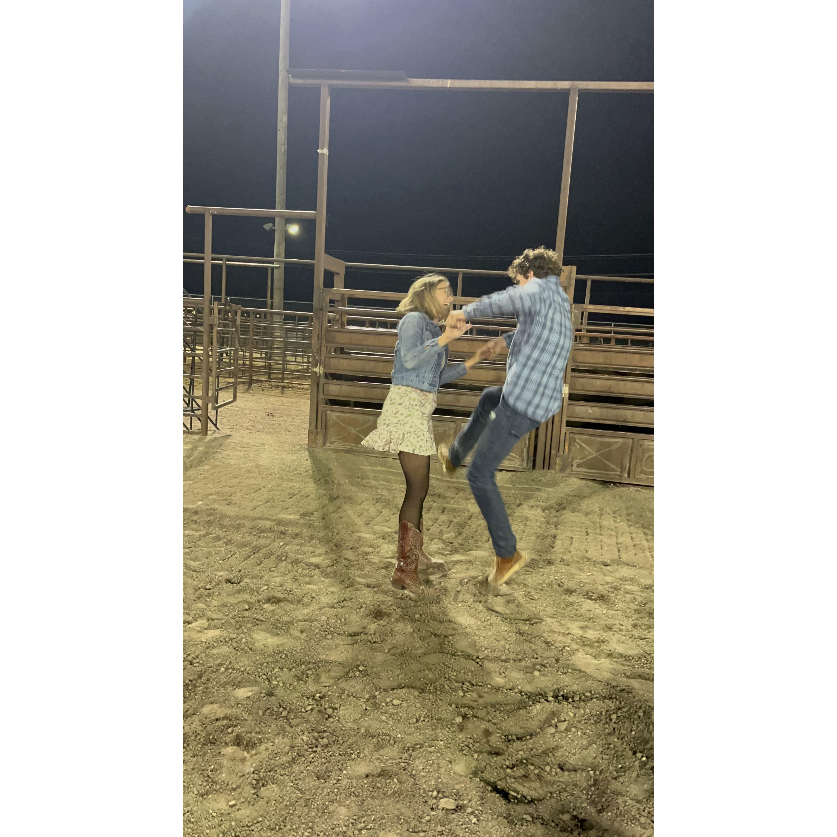 Me not knowing how to swing dance. And Kirsten being a good sport about it.