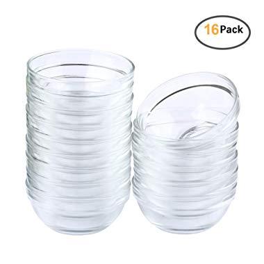 Maredash Mini Bowls 4 Inch Glass Bowls for Kitchen Prep, Dessert, Dips, and Candy Dishes,4oz Stackable Dishware safe,Set of 16 (combination)