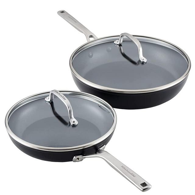 KitchenAid Hard Anodized Induction Nonstick Frying Pans / Skillet Set, 4 Piece - Matte Black