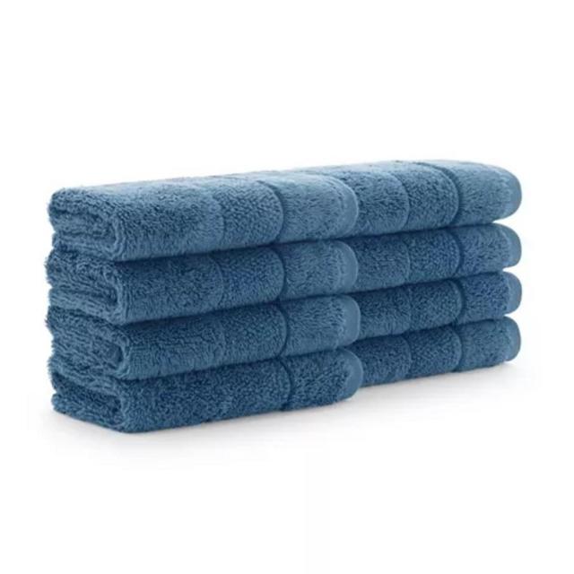 Copen blue - Luxury Turkish Washcloths, 8-Pack, 600 GSM, Extra Soft Plush, 13x13