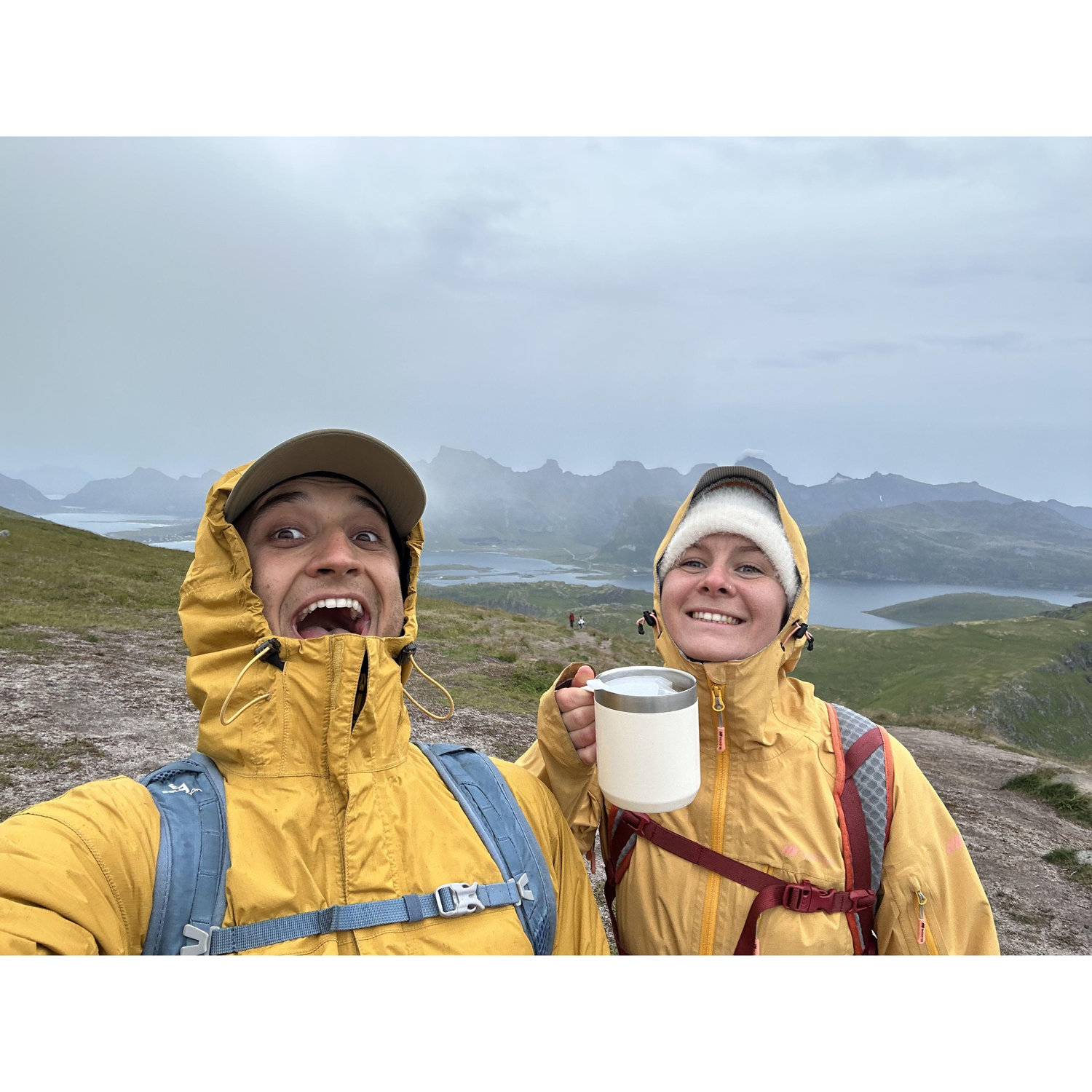 Gotta have our coffee on the hikes - even when cold and rainy.
