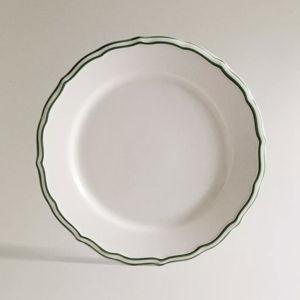 EARTHENWARE DESSERT PLATE WITH CONTRASTING RIM