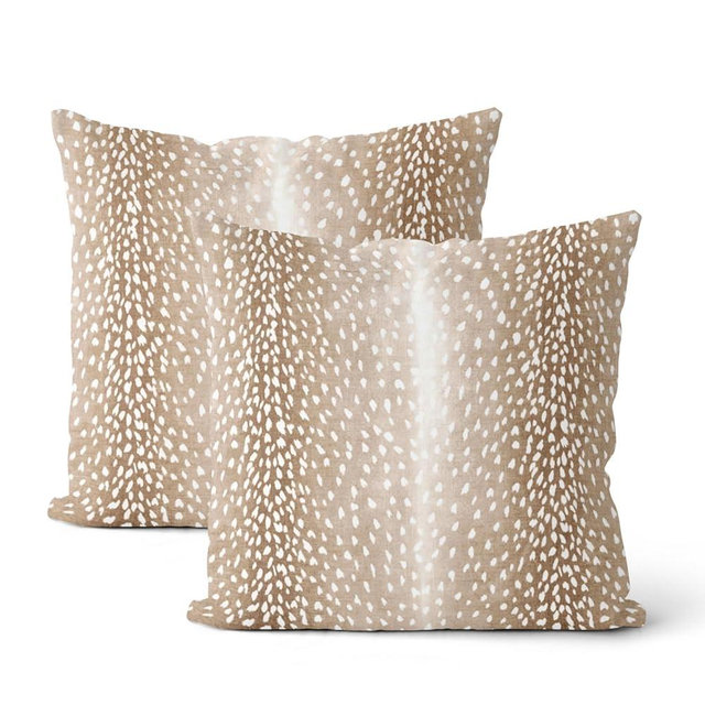 DAFENA Antelope Pillow Covers 24x24 Inch 2 Pcs Brown Deer Animal Skin Print Decor Throw Pillows Fall Winter Modern Outdoor Decoration Pillowcase Soft Cotton Cushion Cover for Couch Sofa Bed