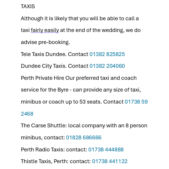 Taxi Information
