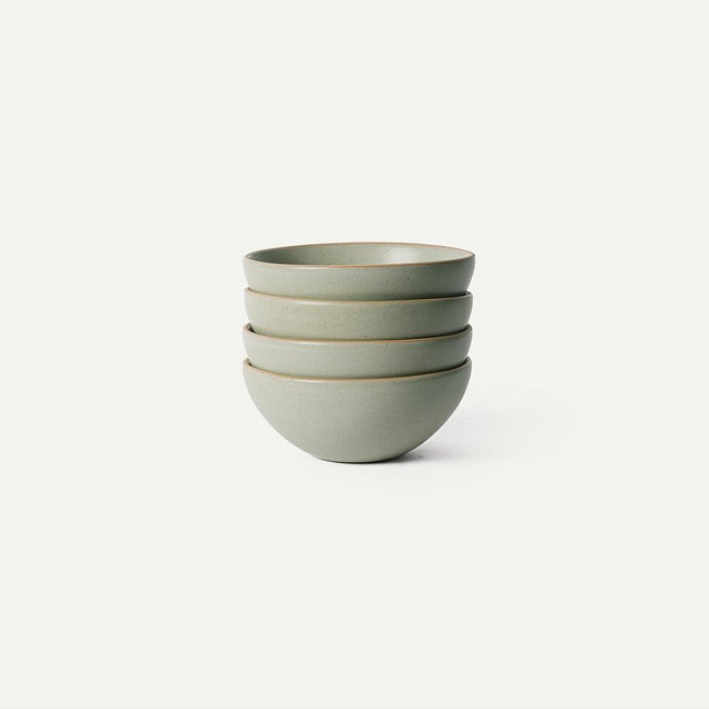 MORA Medium Bowls Set of 4, 28oz Ceramic Pottery Everyday Bowls - Microwave, Oven and Dishwasher Safe - Thyme