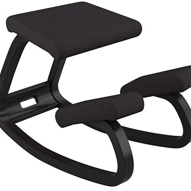 Varier Variable Balans Original Kneeling Chair Designed by Peter Opsvik (Black Revive Fabric with Black Ash Base)