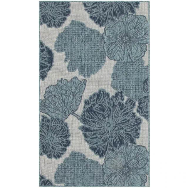 Nourison Garden Oasis 2' x 4' Blue Tropical Indoor Outdoor Area Rug