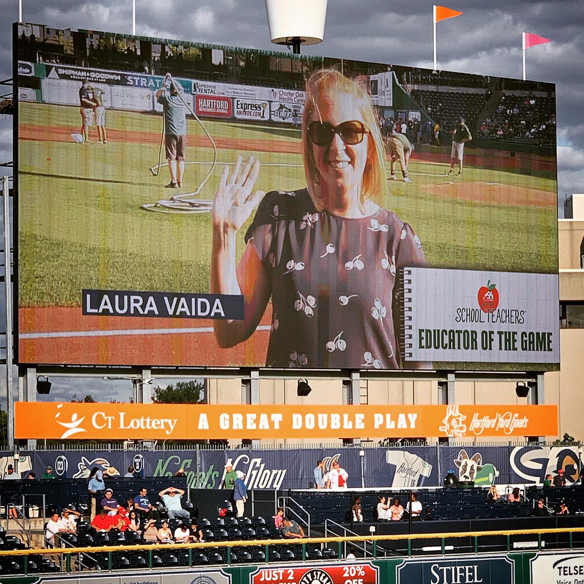 Bridesmaid, Laura, aka TEACHER OF THE YEAR and the Yard Goats Educator of the Game. 😍