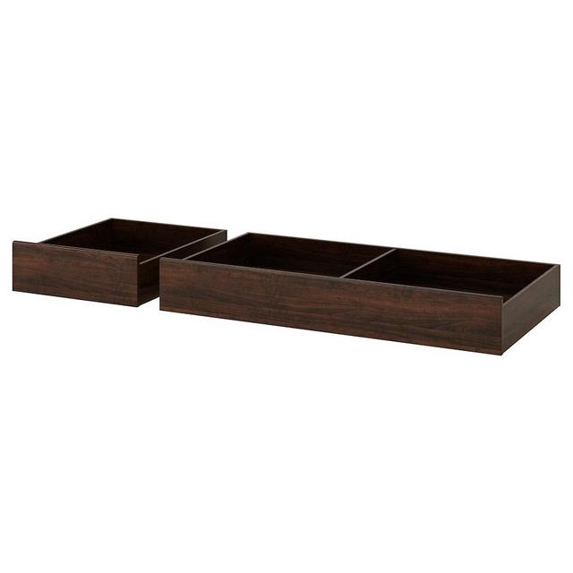 Underbed storage box, set of 2, brown,