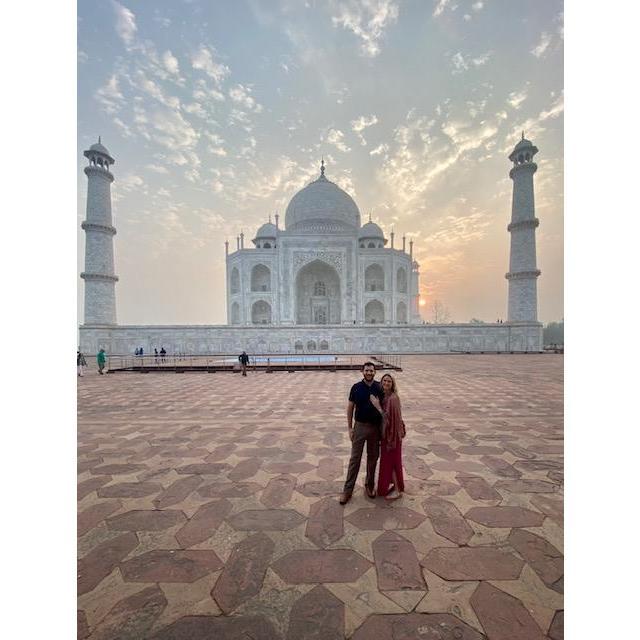 What an incredible experience, seeing the Taj Mahal! We got there at sunrise and watched the marble slowly change color, minute by minute. - Agra, India