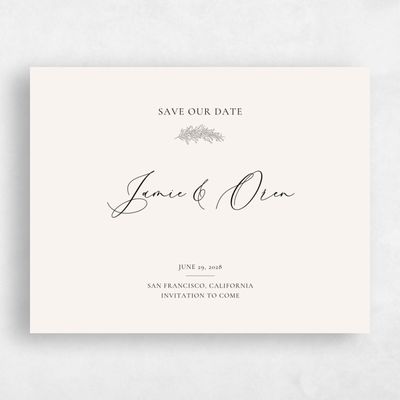 Light Oatmeal, Beige Wedding Save the Date - Mathias Landscape