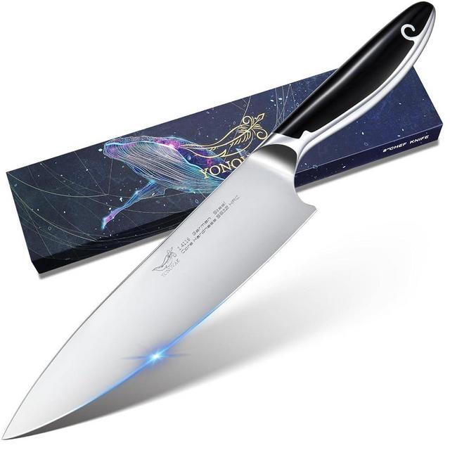 YONOVAK Chef Knife in German High Carbon Steel 1.4116 - Full Tang 8 inch Kitchen Knife - Super Sharp Professional Chef's Knife - High Class Cooking Knife for Mother's Day Gift