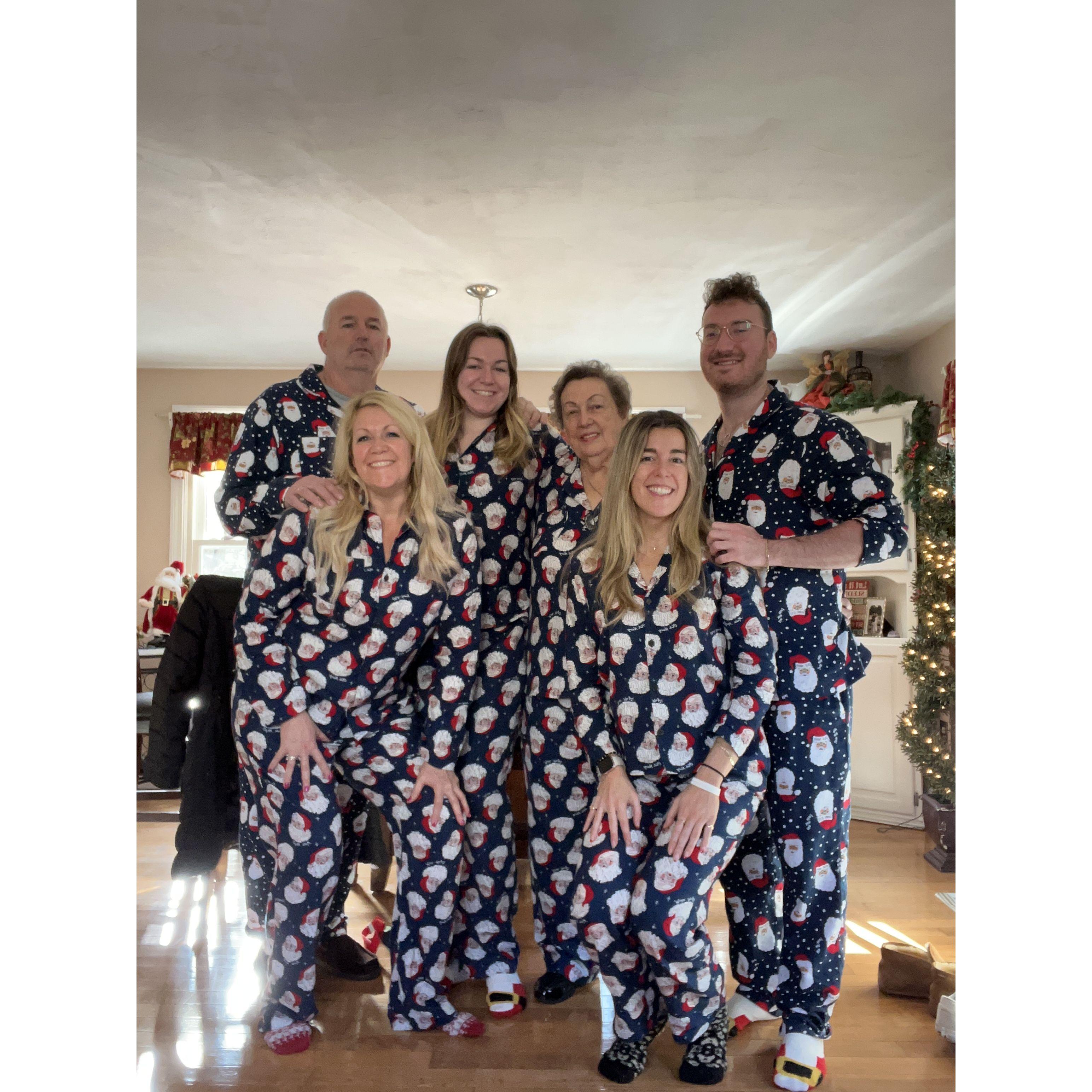 Matching jammies at Christmas 2023.