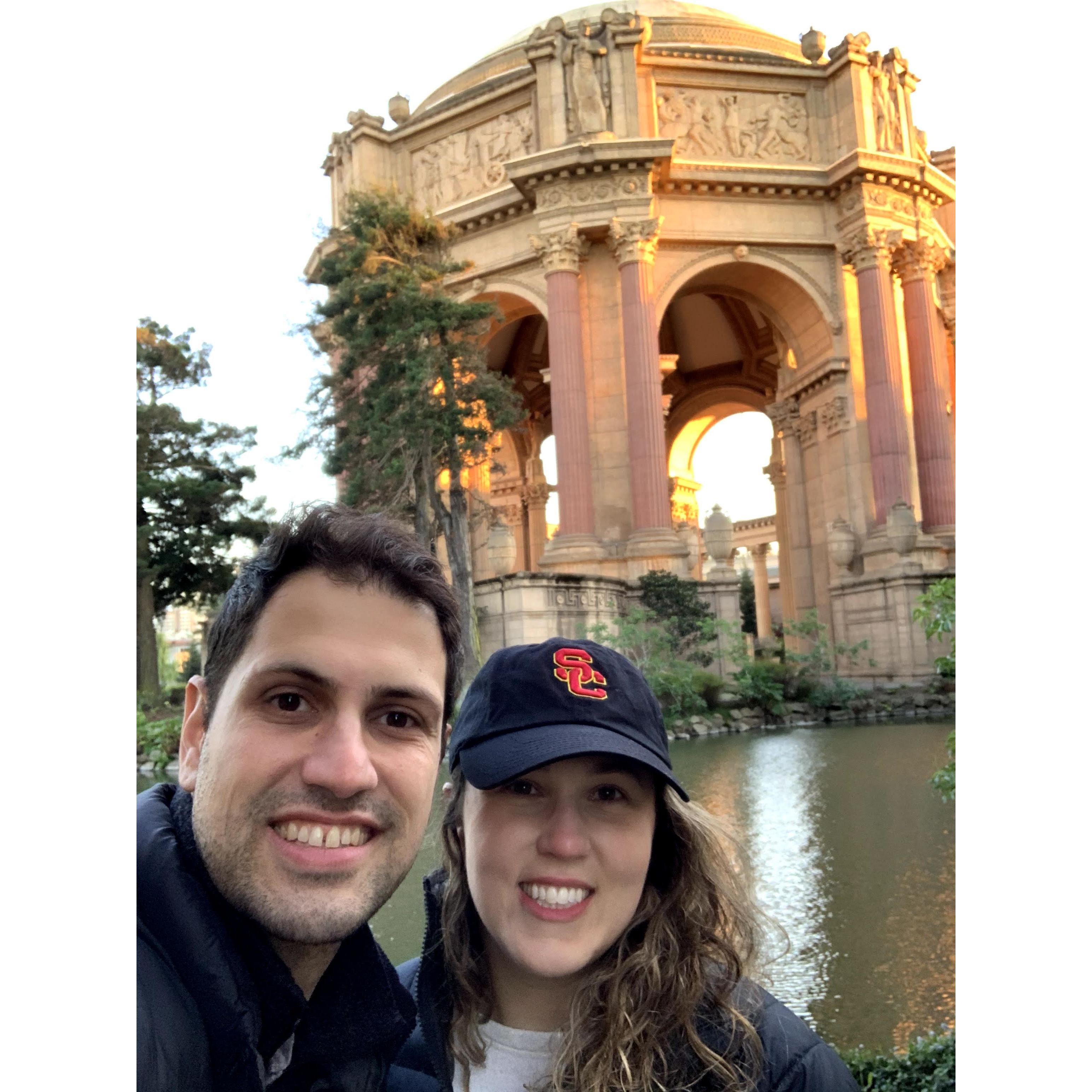 At the Palace of Fine Arts in San Francisco. Rafa and Emily lived in SF for one year prior to moving to Napa during the pandemic.