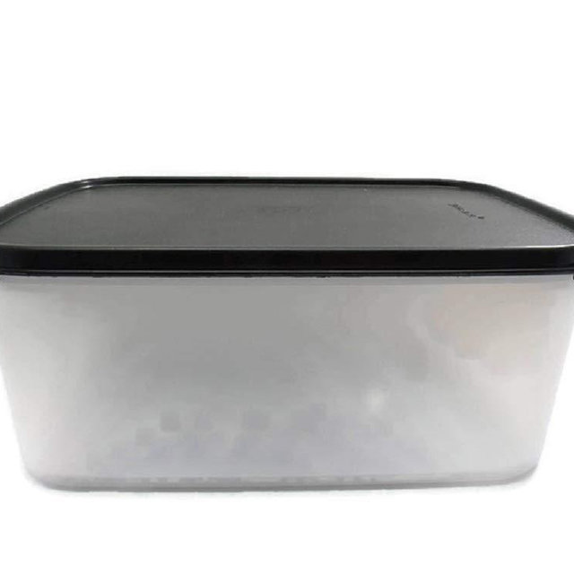 Tupperware Rectangular Modular Mate #2 Sheer 18cup with Black Seal