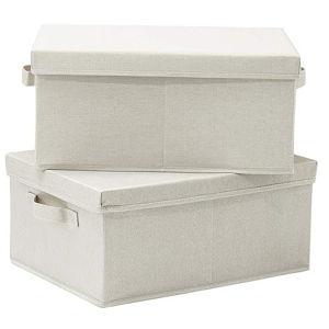 HOONEX Foldable Storage Bins with Lids, 2 Pack, 16.5" L x 11.8" W x 7.5" H