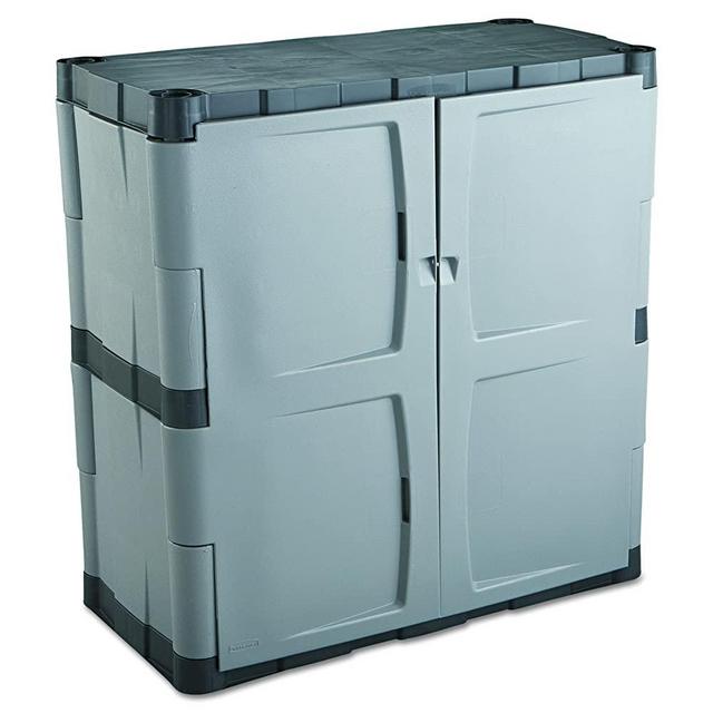 Rubbermaid Double-Door Storage Cabinet, 18" D x 36" W x 37" H, Gray/Black, FG708500MICHR