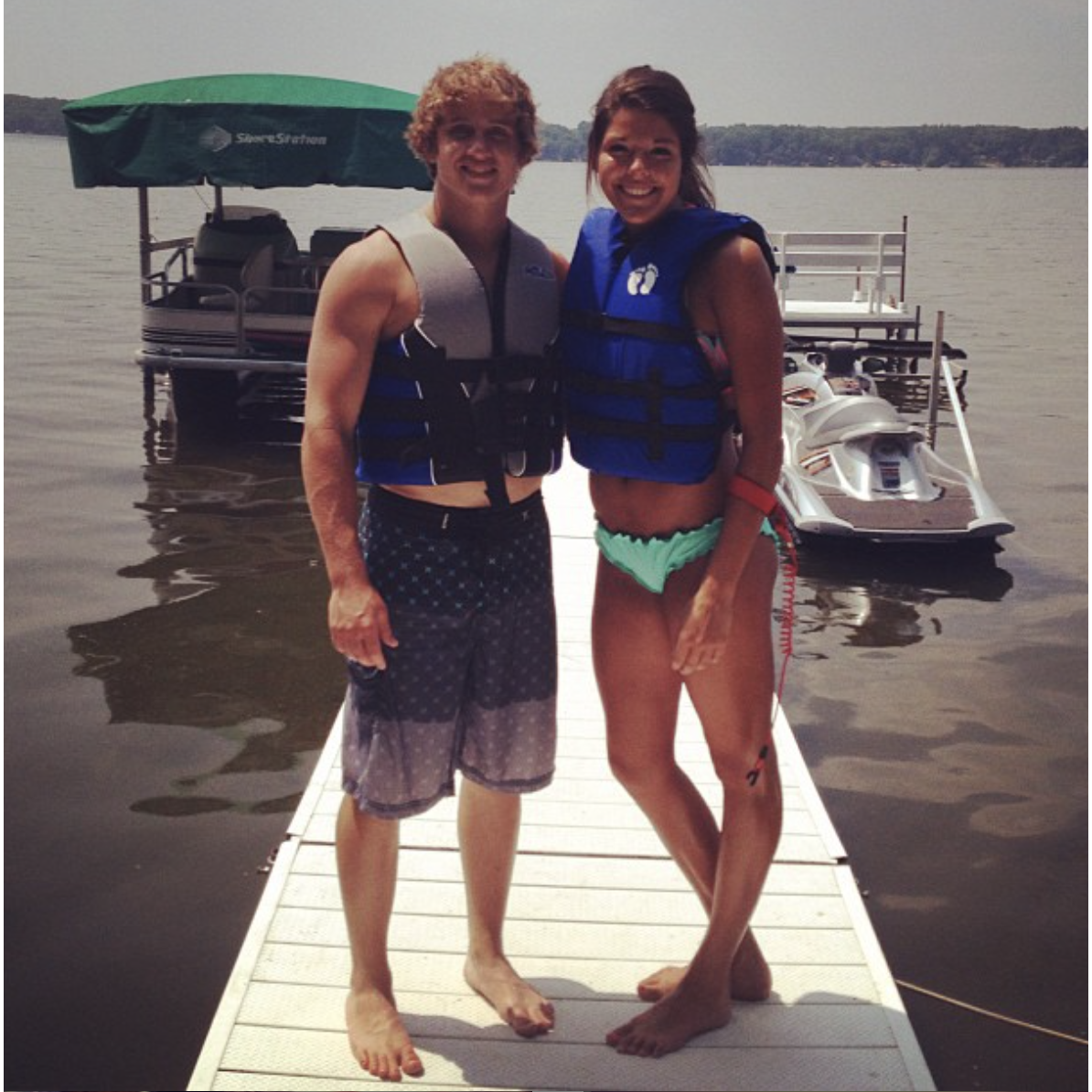 Our first picture together. . . and our favorite place to be during the summer!