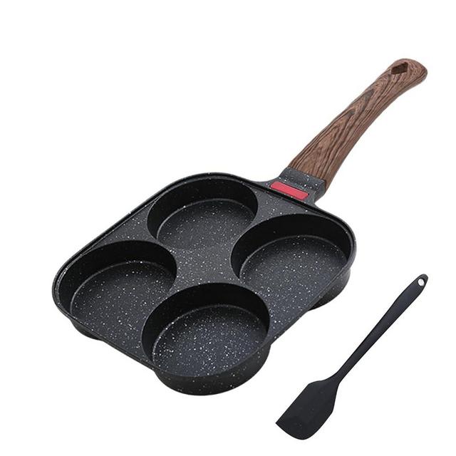 Corlekala Nonstick 4-Cup Egg Pan, Black Aluminum Non Stick Frying Pans, Bakelite Handle, Healthy Egg Frying Pan For Pancake, Burger, Sandwiches,Suitable For Gas Stove & Induction Cooktop