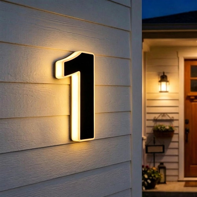 9.5IN 2026 New Solar House Numbers for Outside, IP65 Waterproof LED Dusk-to-Dawn, No-Drill Mount, Solar Light Numbers for House, for Homeowners Enhancing Curb Appeal (1,12cm/4.9in)