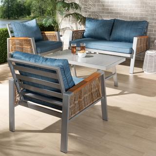 Nicholson 4-Piece Upholstered Rattan Patio Set