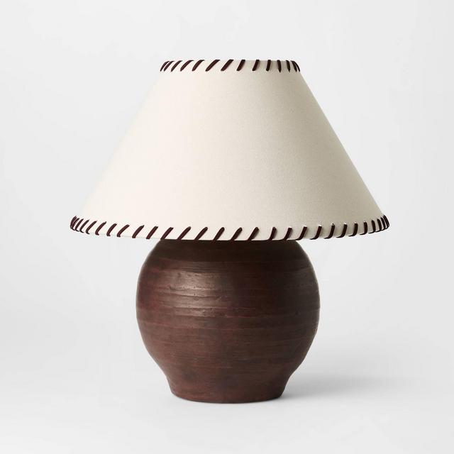 Large Earthy Table Lamp with Whipstitch Shade - Threshold™ designed with Studio McGee