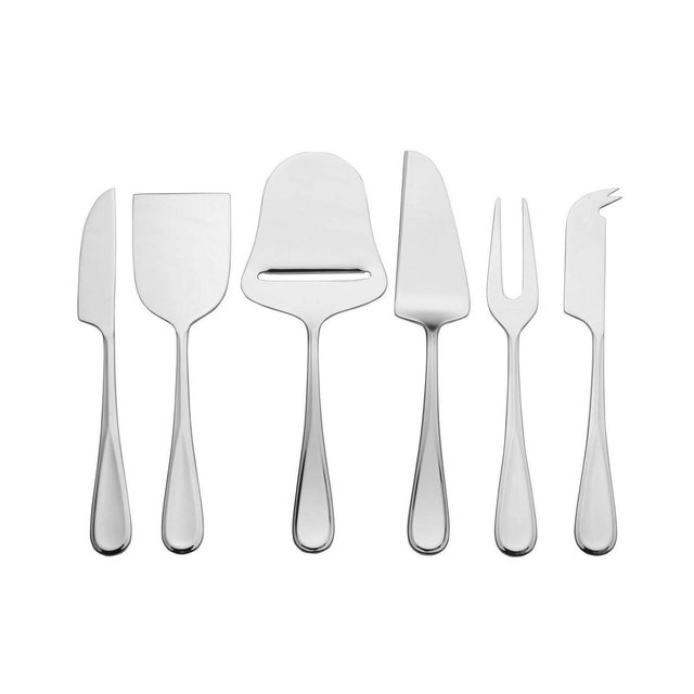 Mikasa 6pc Bravo Cheese Knife Set: 18/10 Stainless Steel, Traditional Style, Dishwasher-Safe, Silver, Flatware for All Ages