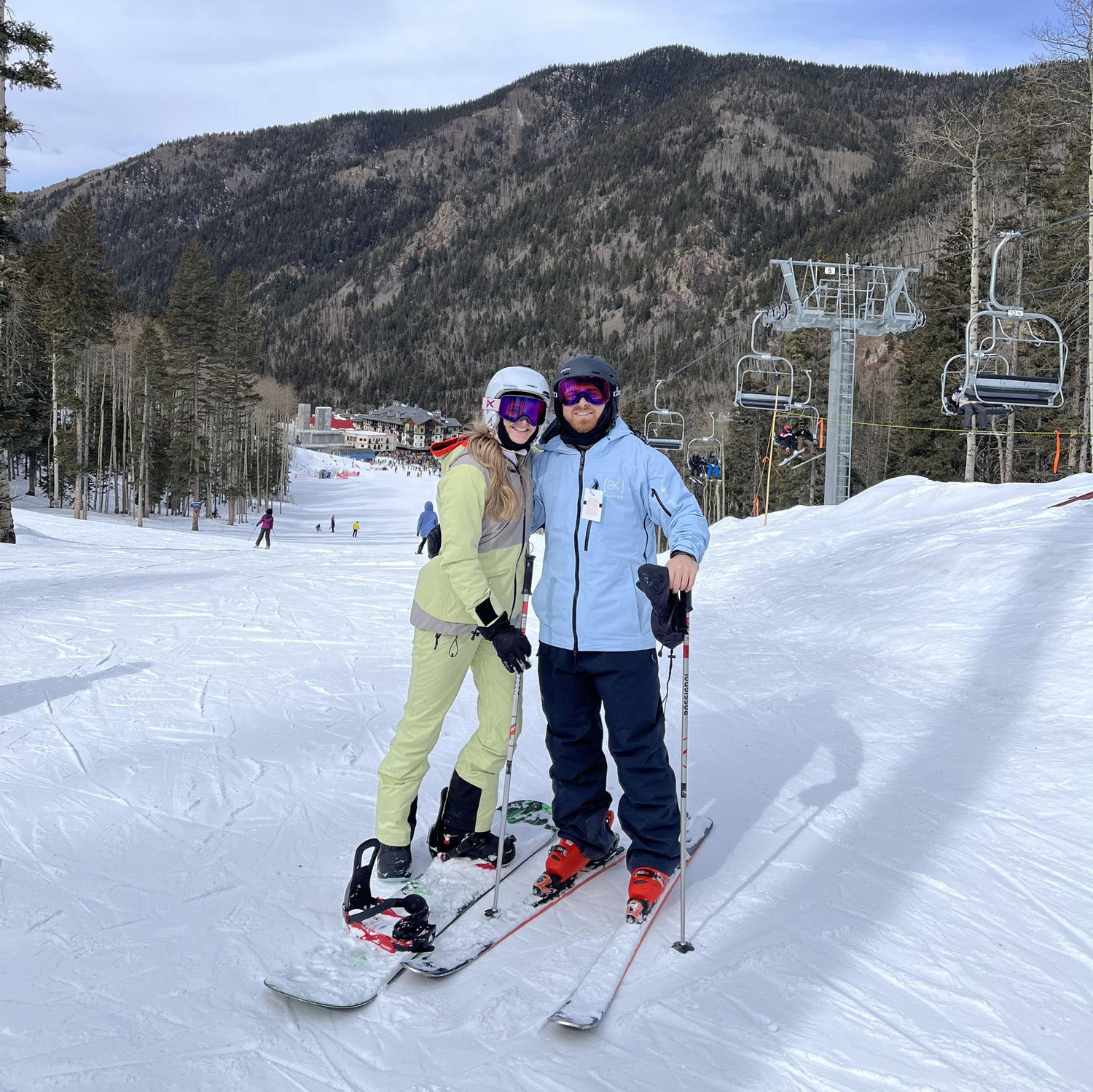 First time snowboarding in Taos! I was terrible but Justin stayed with me the whole way down the mountain.